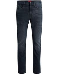 HUGO - Slim-fit Jeans In Stretch Denim With Used Effects - Lyst