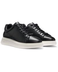 BOSS - Baskets en cuir avec semelle extérieure en gomme - Lyst