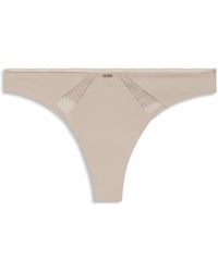 BOSS - Microfibre Thong With Lace Inserts - Lyst