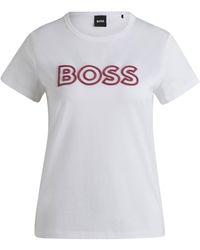 BOSS - Mercerized-cotton T-shirt With Logo Detail - Lyst