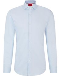 HUGO - Slim-Fit Hemd aus bügelleichtem Baumwoll-Twill - Lyst