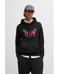 HUGO - Cotton-Terry Hoodie With Animal Graphic Prints - Lyst