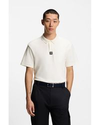 HUGO - Interlock-Cotton Polo Shirt With Stacked Logo - Lyst