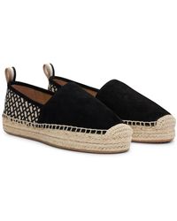 BOSS - Espadrilles en cuir suédé avec monogrammes brodés - Lyst