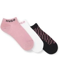 HUGO - Lot De Trois Paires De Chaussettes Basses Avec Détails Logotés - Lyst
