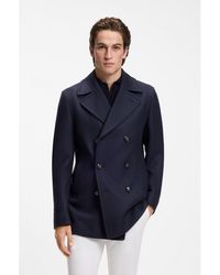 BOSS - Slim-Fit Double-Breasted Short Coat - Lyst