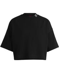 HUGO - Relaxed-fit Korter T-shirt Van Katoenen Jersey Met Tweedelig Logo - Lyst