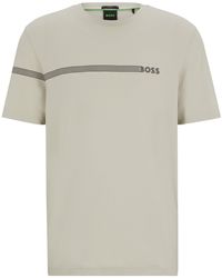 BOSS - T-Shirt aus Baumwoll-Mix mit Streifen und Logo - Lyst