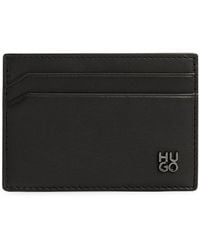 HUGO - Leather Card Holder With Stacked Logo - Lyst