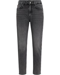 BOSS - Casual-Fit Jeans aus grauem Stretch-Denim mit unversäuberten Säumen - Lyst
