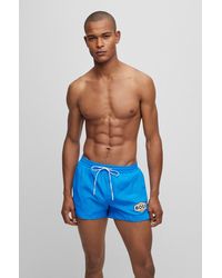 BOSS - Quick-drying Swim Shorts With Logo Details - Lyst