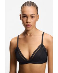HUGO - Lace Triangle Bra With Logo Waistband - Lyst
