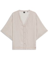 BOSS - Pyjama-Hemd Aus Satin Mit Allover-Monogramm-Print - Lyst