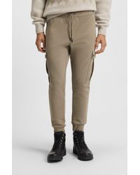 BOSS - Relaxed-Fit Cotton-Terry Tracksuit Bottoms With Cargo Pockets - Lyst