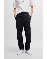HUGO - Relaxed-fit Cargo Trousers In Structured Cotton - Lyst