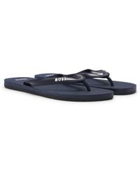 BOSS - Italian-Made Flip-Flops With Contrast Logo Detail - Lyst
