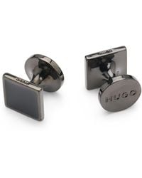 HUGO - Square Cufflinks With Enamel Core And Logo - Lyst