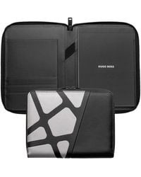 BOSS - Chrome-effect A5 Conference Folder In Nylon And Faux Leather - Lyst
