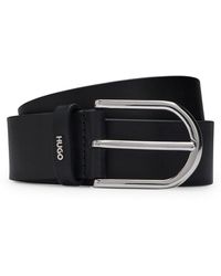 HUGO - Leather Belt With Logo-Lettering Keeper - Lyst
