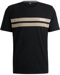 BOSS - Pyjama-Shirt aus Baumwoll-Mix mit Streifen und Logo - Lyst