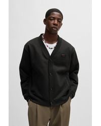 HUGO - Cotton-Terry Relaxed-Fit Cardigan With Jelly Logo - Lyst