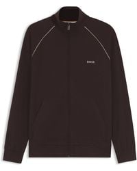 BOSS - Chaqueta De Algodón Elástico Con Cremallera Y Ribetes En Contraste - Lyst