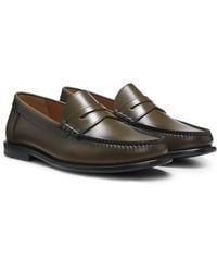 BOSS - Leather Moccasins With Penny Trim - Lyst