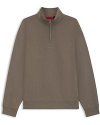 HUGO - Sweatshirt Aus Baumwoll-Terry Mit Troyerkragen Und Logo-Print - Lyst