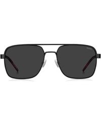 HUGO - Occhiali Da Sole Neri Con Doppio Ponte E Logo - Lyst