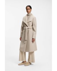 BOSS - Belted Formal Coat - Lyst