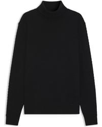 HUGO - Pull à col roulé en maille structurée de coton - Lyst