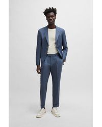 BOSS - Slim-fit Suit In Patterned Virgin Wool And Silk - Lyst