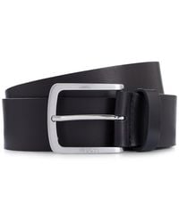 BOSS - Italian-Leather Belt With Logo-Engraved Buckle - Lyst