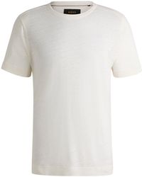 BOSS - Regular-Fit T-Shirt aus Leinen und Seide - Lyst