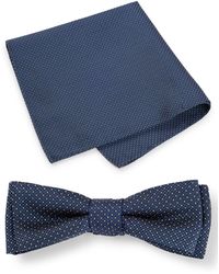 BOSS - Bow Tie And Pocket Square In Silk-blend Jacquard - Lyst