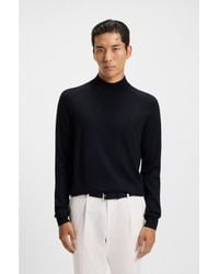 BOSS - Wool-Blend Sweater With Mock Neck - Lyst