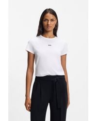 BOSS - Organic-Cotton Slim-Fit T-Shirt With Contrast Logo - Lyst