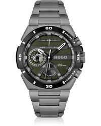 HUGO - Link-bracelet Watch With Layered Olive Dial - Lyst