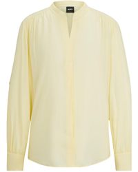 BOSS - Bluse aus leichtem Voile mit eingekerbtem Ausschnitt - Lyst