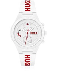 HUGO - #Lit Multi Montre Blanche Avec Bracelet En Silicone Logoté - Lyst