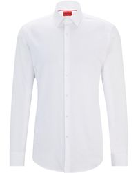 HUGO - Slim-fit Overhemd Van Katoen Met Tweedelige Logo's In Jacquard - Lyst