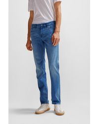 BOSS - Regular-fit Jeans In Blue Italian Cashmere-touch Denim - Lyst
