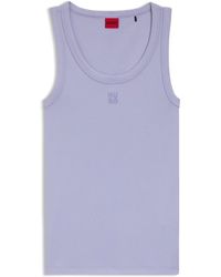 HUGO - Cotton-Blend Tank Top With Stacked-Logo Embroidery - Lyst