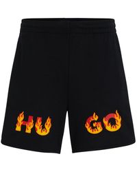 HUGO - Short de pyjama en coton interlock à imprimé logo flamme - Lyst
