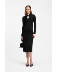 HUGO - Slim-Fit Midi Dress With Keyhole Polo Collar - Lyst