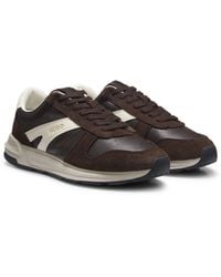 HUGO - Suede Sneakers With-Tone Foil Logo - Lyst