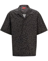 HUGO - Oversized Hemd aus Baumwoll-Popeline mit saisonalem Print - Lyst