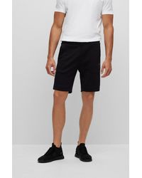 BOSS - Mixed-material Regular-fit Shorts With Curved Logo - Lyst