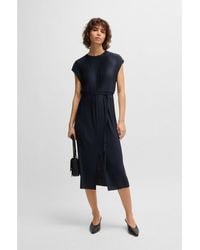 BOSS - Belted Sleeveless Dress - Lyst