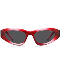 HUGO - Rote Sonnenbrille mit Stack-Logo an den Bügeln - Lyst